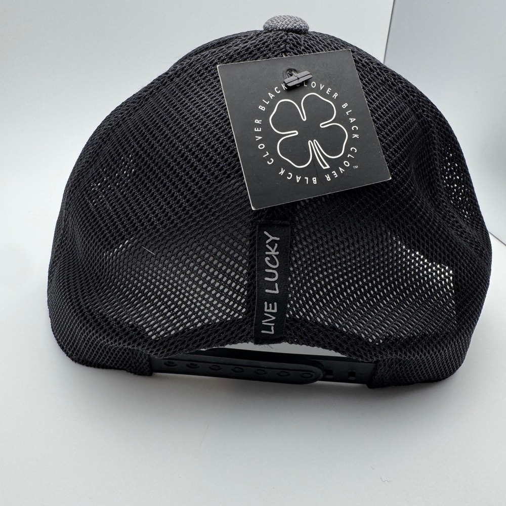 Black Clover Hat Live Lucky Charcoal Black Band of Brothers ADJ Mesh Trucker Cap - Picture 8 of 13